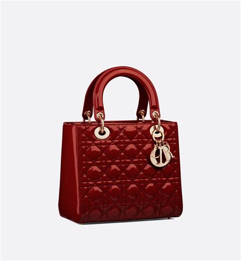 dior red patent bag|Dior cannage bag.